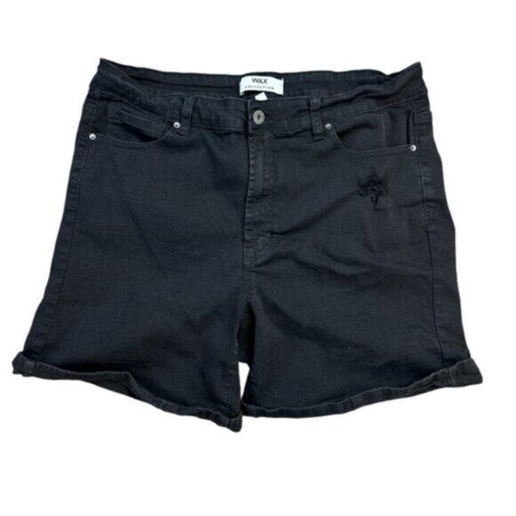 Wax Jean Collection Denim Shorts b lack plus size 3xl - Picture 1 of 8